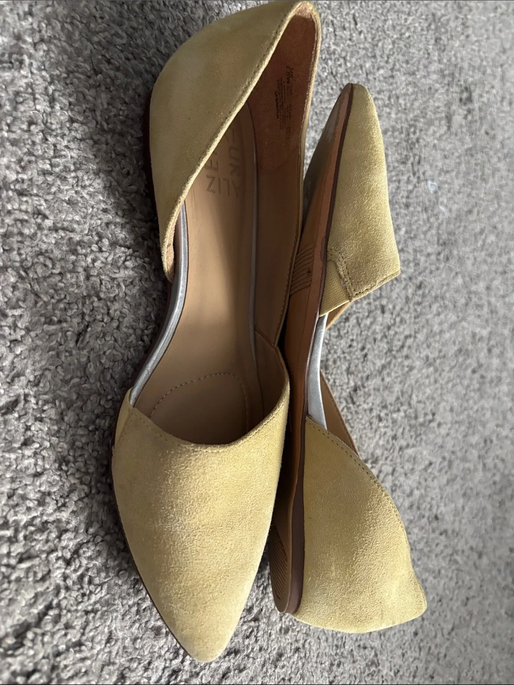 Naturalizer Yellow Suede Pointed D'Orsay Flats